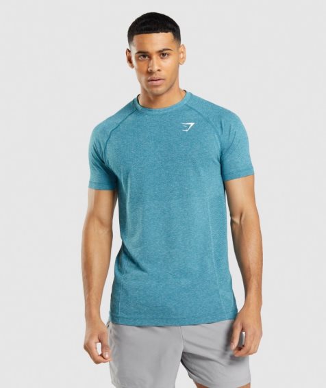 Men's Gymshark Vital Light Seamless T-Shirts Turquoise | CA 6D15AN